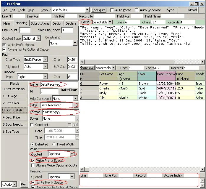 FTEditor configure fields screenshot